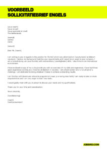 Een Engelse sollicitatiebrief  Tips en voorbeeld  Jobbird